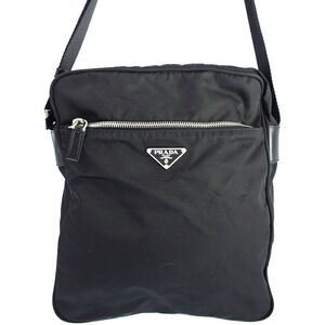 Prada Tessuto Crossbody messenger bag saffiano Leather Nero Black